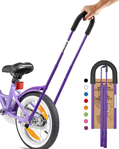 Prometheus Schubstange - Schiebestange Haltestange für Kinderfahrrad - Achsmontage - verstellbare Fahrrad Lernhilfe in Violett Edition 2024