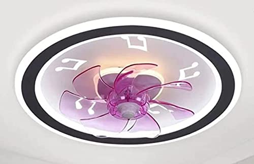 TangDao Deckenventilator Mit Beleuchtung, Led Unsichtbare Ultradünne Deckenventilatorleuchte (Symbole der musik, Rosa)