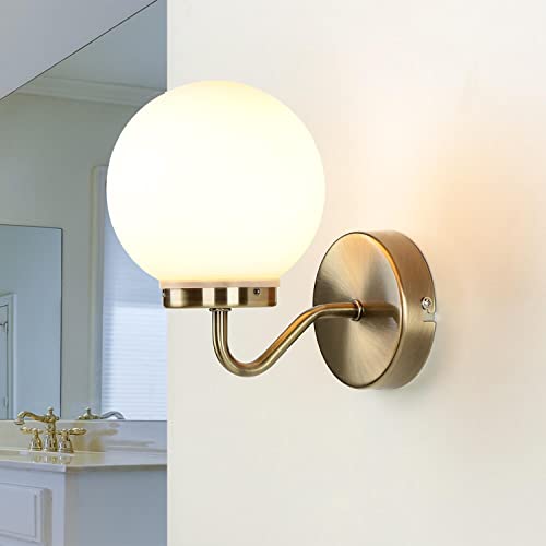 Licht-Erlebnisse Edle Wandleuchte IP44 Badezimmer in Bronze Weiß E14 Jugendstil Wandlampe Badleuchte