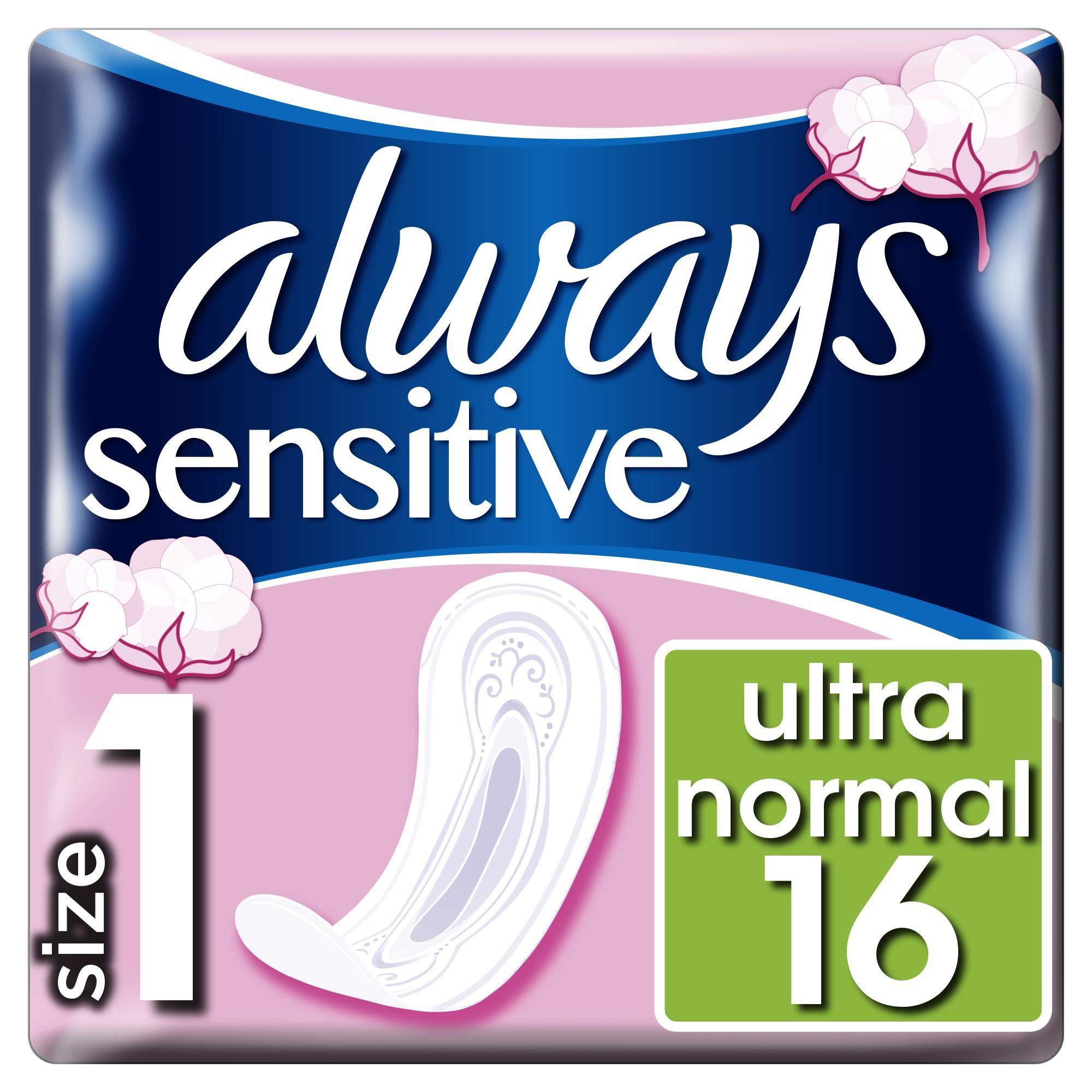 Always Ultra Sensitive Normal Binden, Größe: 1, 8er Pack (8 x 16 Stück)