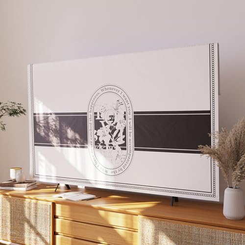 Französische Schwarz-weiß Bedruckte Tv-abdeckung, Weicher Kristall-samtstoff, Staubdichter Schutz Für Flachbildfernseher, Smart-tvs(Size:40in(95x58cm),Color:A)