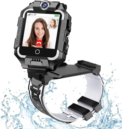 OKYUK 4G Kinder-Smartwatch, Smartwatch-Telefon mit 360° drehbar, GPS-Tracker, Anruf-SOS-Kamera WiFi, 3–12 Jahre alte Jungen-Mädchen-Geburtstagsgeschenk