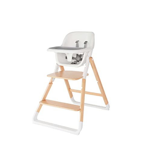 Ergobaby Evolve High Chair 2-in-1 Set, Ergonomischer Hochstuhl für Babys Mitwachsend ab 6 Monate, Babyhochstuhl inkl. 5-Punkt-Gurt, Kinderhochstuhl mit verstellbarem Sitz, Natural Wood