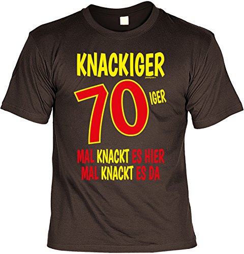 Herren Geburtstag T-Shirt - 70 Jahre - Knackiger 70iger - Fun Shirts lustiges Männer Geschenk-Set mit frechem Blechschild - Oldtimer 70