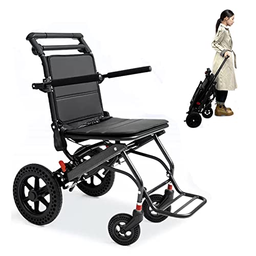 Faltbar Leicht Rollstuhl mit Bremse, Ultraleicht Rollstühle für Behinderte und Senioren, Aluminium Reiserollstuhl, Transportrollstuhl, 40 cm Sitzbreite, 10 kg