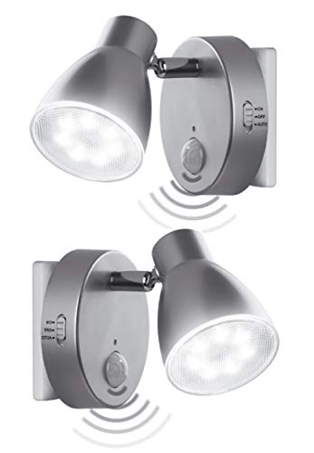 Trango 2er Pack LED Sensor Nachtlicht TG2635-024 in Titan mit Automatikfunktion direkt 230V mit Bewegungssensor I Sicherheitslicht I Steckdose Lampe I Wandlampe I Orientierungslicht I Kinderlicht