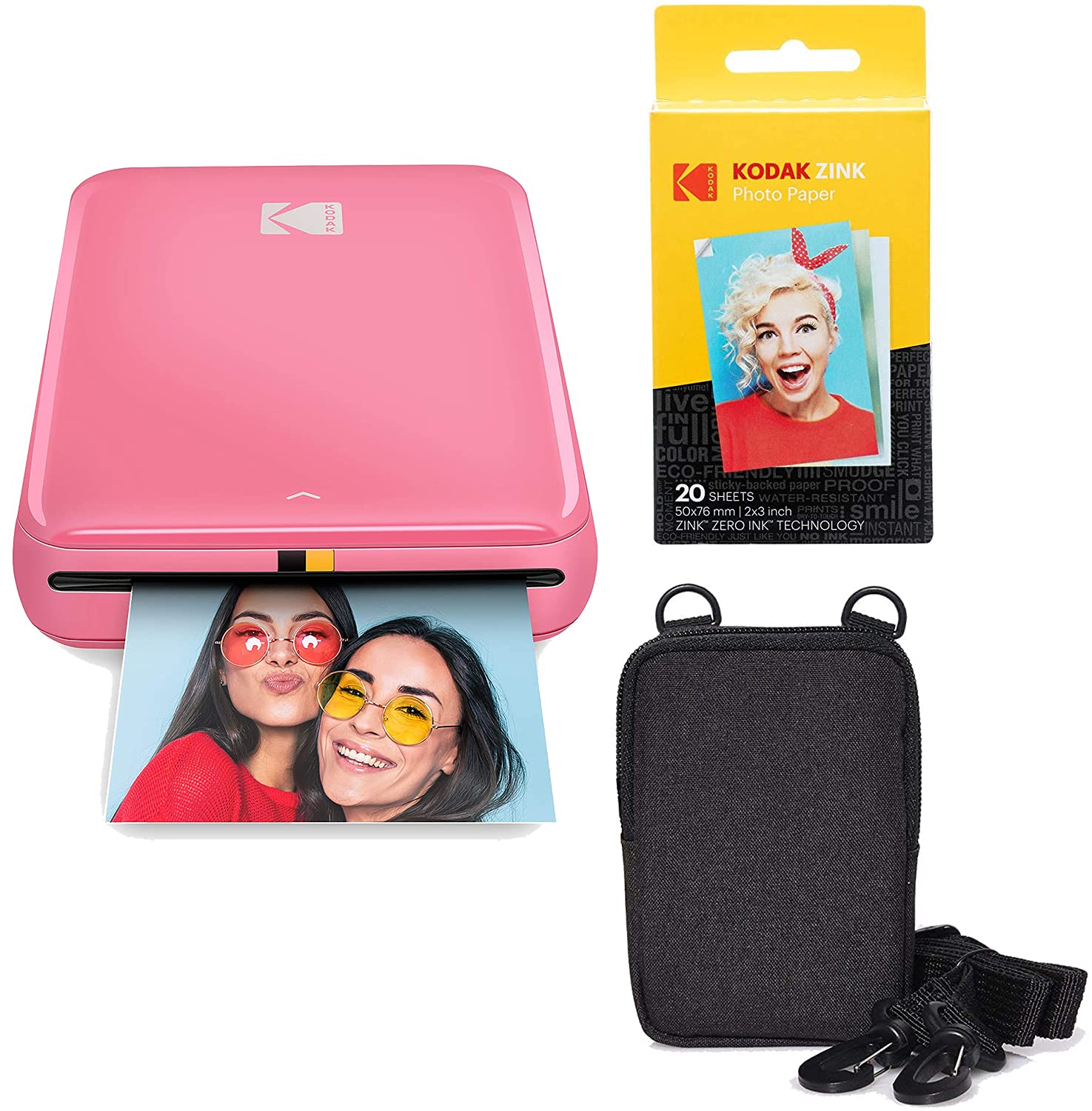 KODAK Step Printer Drahtloser mobiler Fotodrucker mit Zink-Technologie (Rosa) Reiseset