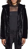 Urban Classics Ladies Hooded Teddy Coat aus Fake Kaninchenfell, Damen Mantel mit Kapuze und Seitentaschen, black, 3XL