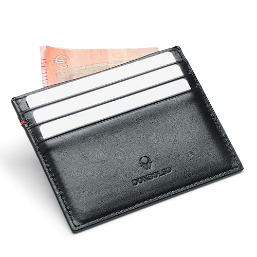DONBOLSO Lederbrieftasche für Herren aus echtem Leder - Slim Minimalist Wallet & Kartenhalter für stilvolle Funktionalität und Langlebigkeit - Schwarz