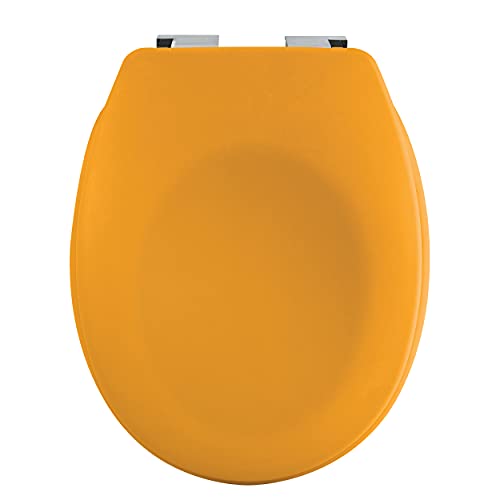 spirella Premium Toilettendeckel oval Klodeckel mit matten Finish und Softclose Absenkautomatik. Antibakterielle Klobrille aus Duroplast und rostfreiem Edelstahl - Gelb