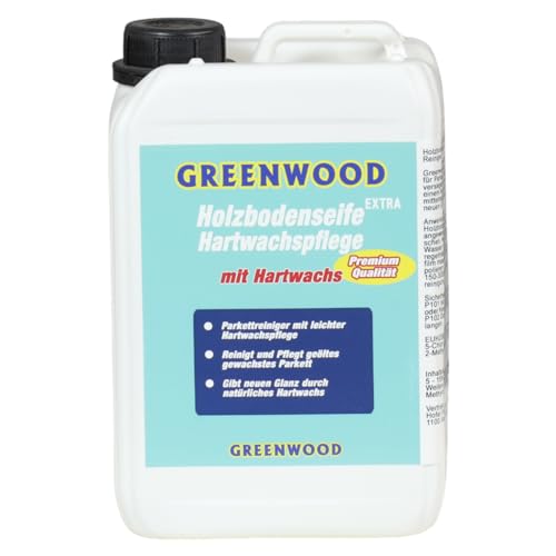 Greenwood Holzbodenseife Parkettseife mit Hartwachspflege/Reinigung geöltes Parkett (3lt Hartwachs Pflegeseife)