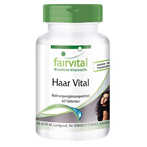 Haar Vitamine Tabletten - Haar Vital - HOCHDOSIERT - 60 Tabletten - mit Vitamin B-12, Biotin, Zink, Spurenelementen, Bierhefe und Sojaprotein