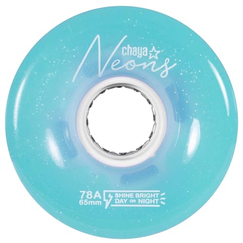 Chaya Roller Skate Rolle Neon LED blau, 65mm*38mm / 78A, Outdoor Elite Performance, 4er-Pack