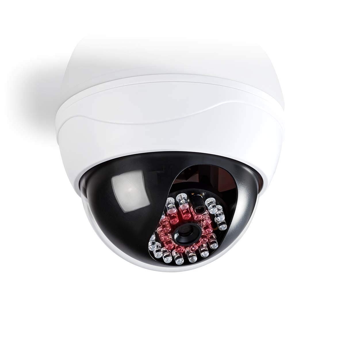 TronicXL 2 Stück Profi IP44 Kameraattrappe Dome Kamera Dummy mit leuchtenden IR LEDs Überwachungskamera Attrappe Überwachung