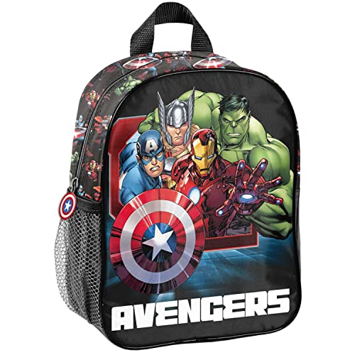 Avengers Marvel Lizenz Ware Rucksack Kinder Schultasche Kindergarten mit Aufdruck Kinderrucksack für Jungen Kinder Geschenk inkl. leuchtende Anhänger