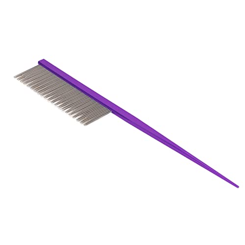 Tierhaarkamm, bequemer Hundegriff. Effektiv for Entfernen von verfilztem Haar mit langen und kurzen Edelstahlzähnen for lange und schwarze Haare/102 (Color : Purple)
