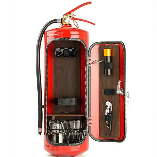 BradOc 33Cm Aufbewahrungsbox Für Feuerlöscher Mini-Bar Tragbare Aufbewahrungsbox Für Spirituosen Und Gläser Weinkühler Ornamente Geschenke Für Männer,Rot