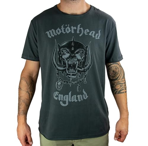 Amplified Herren Motorhead-England T-Shirt, Grau, L
