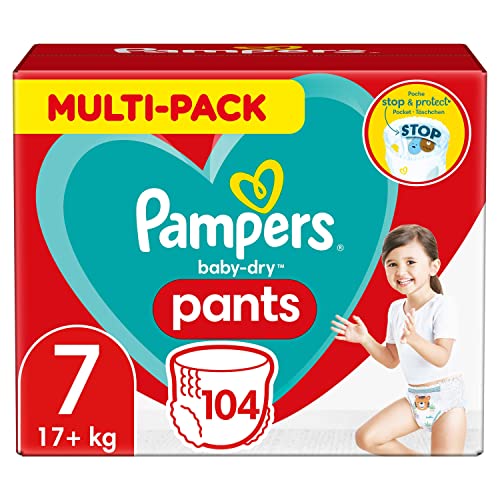 Pampers Baby-Dry Pants, Gr. 7, 17kg+, Monatsbox (1 x 104 Pants)