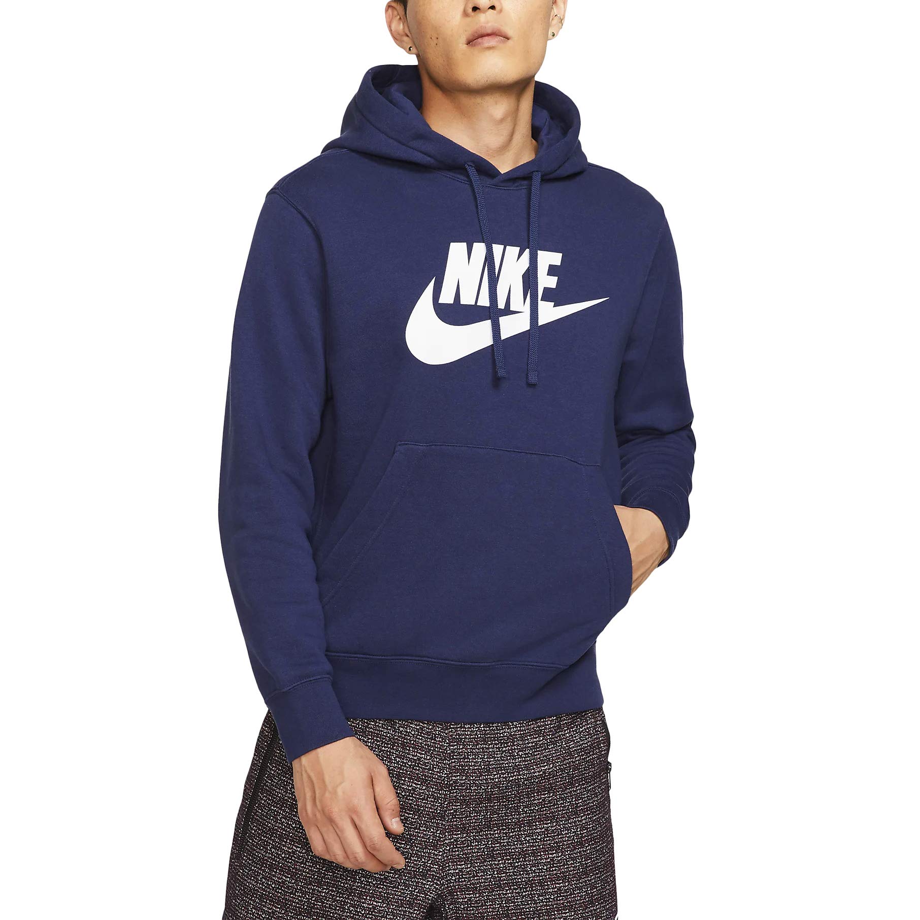 Nike Herren Sportswear Club Fleece Kapuzenpullover, Blau/Weiß (Midnight Navy/Midnight Navy/White), L
