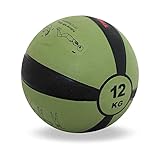 TrainHard Medizinball 1-12 kg, Gummi Gewichtsball in 10 Farbig, Professionelle Gymnastikball für Krafttraining, Crossfit und Fitness (12 KG - Olivgrün)