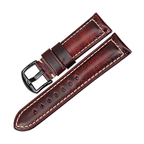 Uhren Zubehör Fashion Red Armband 20mm/22mm/24mm Uhrenarmband Leder Vintage-Uhrenarmband, 19mm