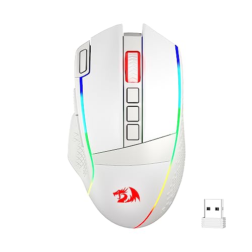 Redragon M991 Kabellose Gaming-Maus, 19.000 DPI kabelgebundene/kabellose Gamer-Maus mit Schnellfeuertaste, 9 Makrotasten, 45 Stunden dauerhafte Stromversorgung und RGB für PC/Mac/Laptop