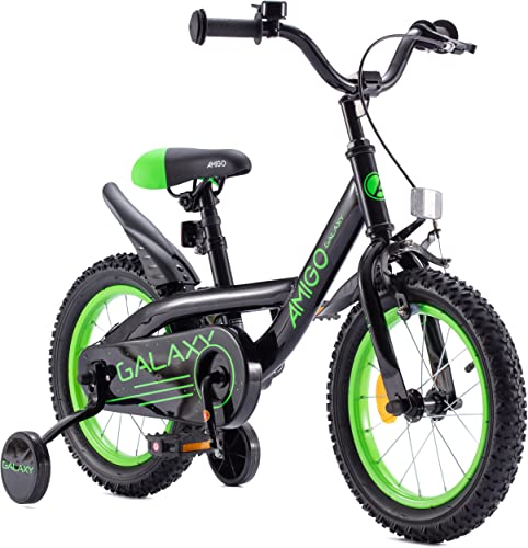 RV-Parts 12 Zoll Kinderfahrrad BMX Fahrrad für Jungen und Mädchen Stützrädern Galaxy Grün