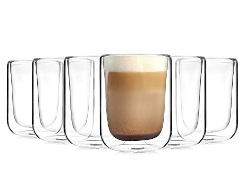 Sänger Cappuccino Gläserset Doppelwandig 6 teilig - Thermoglas mit Schwebeoptik - Füllmenge 400ml - Ideal geeignet für Heiß- oder Kaltgetränke - Wunderschöne Optik