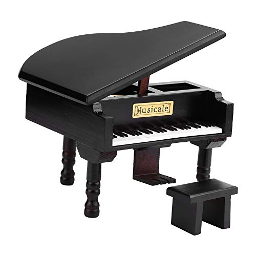 Grand Piano Shaped Wind Up Wooded Music Box, mit kleinem Hocker Creative Music Box Geschenk für Weihnachten/Geburtstag/Valentinstag, Melodie Castle in The Sky