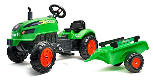 Falk 2048AB Tracteur à pédales X Tractor vert Avec Capot ouvrant et remorque inclus Traktoren, grün