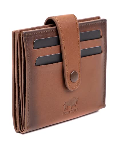 Solo Pelle Slim Wallet aus echtem Leder Platz für über 20 Karten Slimwallet Kartenetui Geldbörse für Männer und Damen (Cognac Braun)