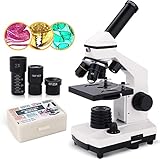 Monokulares Mikroskop, 40 x - 2000 x für Kinder, Erwachsene und Studenten, Präzisions-Biologie, Wissenschaft, Bildung, Mikroskop mit Kits