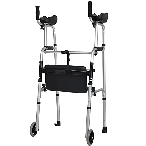 Rollator mit Sitz, faltbar, leicht, aufrecht, mit Armlehnenpolster, tragbare Rollhilfen für ältere Menschen/Behinderte, Aluminium-Gehhilfe