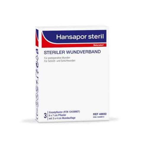 100x Hansapor steril, steriler Wundverband - 6 x 7 cm - 1 Stück - 4005800236341