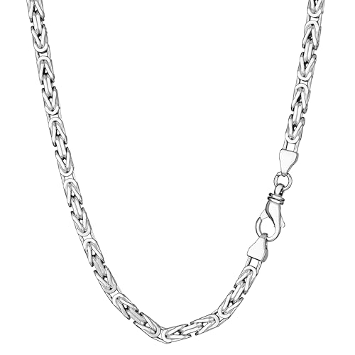 NKlaus Königskette 5,7mm Silberkette 925 Sterlingsilber vierkant diamantiert Massive Herrenkette 75cm 3476