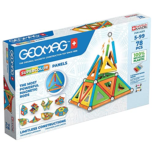 Geomag - Supercolor Magnetische Bausteine für Kinder, Magnetisches Spielzeug, Grüne Kollektion 100 % Recyceltes Plastik, 5-99 Jahre, 78 Teile