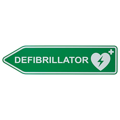MedX5 (Upgrade 2019) Defibrillator (AED) Strassenschild (Linksweisend), 60cmx15cm Standort Kennzeichnung, Defi Standortschild, AED Markierung