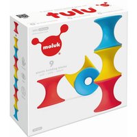MOLUK 2843417 Tulu, Elastische Bausteine aus weichem Silikon, Motorikspielzeug für Babys und Kinder ab 0+ Monaten, 9-teilig
