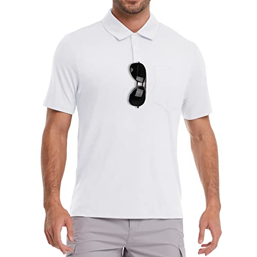 MEETWEE Poloshirt Herren Golf Kurzarm T-Shirt Männer, UV Schutz Shirt Tennis Kurzärmliges mit Brusttasche Schnell Trocknend Atmungsaktives Sport Outdoor