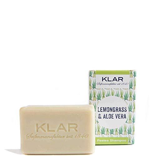 Klar's Vorteilset festes Shampoo Haarseife Lemongrass & Aloe Vera für fettiges Haar 100g 11071 + Croll & Denecke Sisal-Seifensäckchen 60166