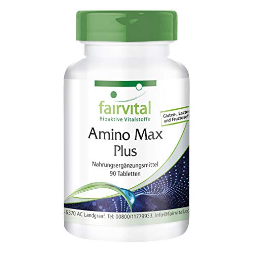 Fairvital | Aminosäure Komplex - Amino Max Plus - enthält 8 essentielle Aminosäuren - 90 Tabletten