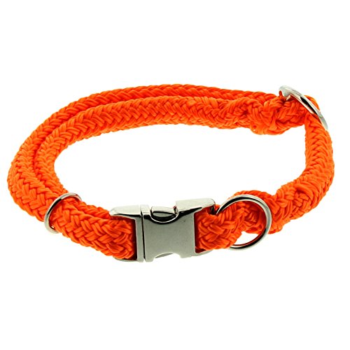 Dinoleine Hunde-Halsband mit Click-Verschluss, Größenverstellbar, Polyester, Größe: S/ 30-45 cm, Neonorange, 260816