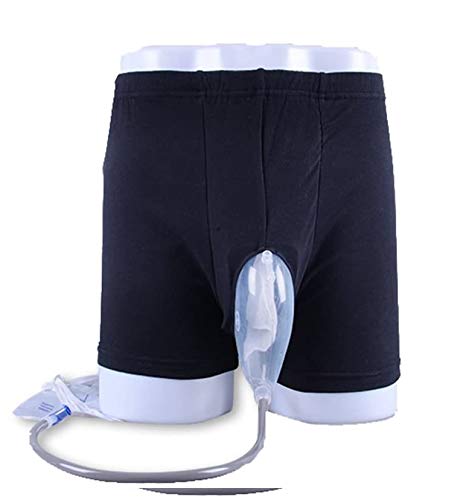 WGE Männliche Inkontinenz Wiederverwendbare Tragbare Unterhose Komfort Atmungsaktiv Urinal System Mit Sammlung Urin Tasche,L