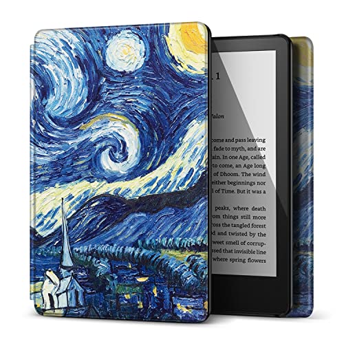 TNP Hülle für Kindle 11. Generation – Schlank & Leicht Schutzhülle für 6 Zoll Amazon Kindle 2022 Case, Ultradünnes E-Book Reader Cover, Automatische Ruhe-/Wachfunktion - Van Gogh - Sternennacht