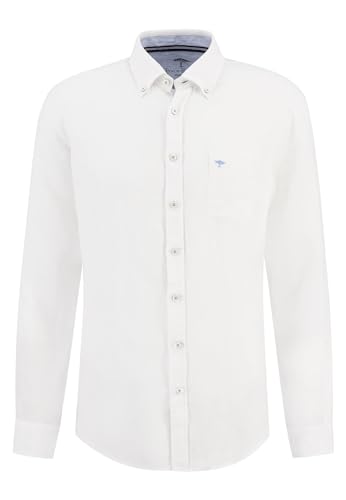 FYNCH-HATTON Herren Langarmhemd - aus softem Premium Leinen, White, M