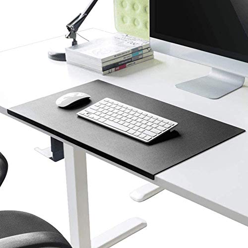 Schreibtischunterlage mit Kantenschutz gewinkelt / 90° abgewinkelt Rutschfeste Weichem Leder Schreibunterlage Mausunterlage für Büro Hause Office Laptop PC Pad, 90 x 45 cm, Schwarz