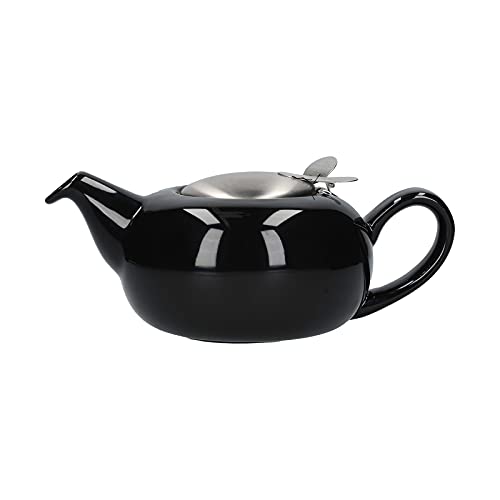 Teekanne mit Sieb, 4 Tassen 1 L, Keramik London Pottery Pebble Schwarz glänzend neuetischkultur