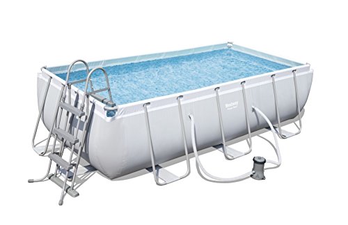 Bestway Power Steel Rectangular Frame Pool Set (404x201x100 cm), Stahlrahmenpool Set mit Filterpumpe