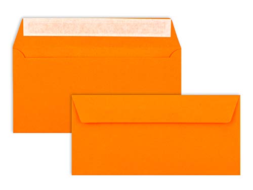 1000 Brief-Umschläge DIN Lang - Orange - 110 g/m² - 11 x 22 cm - sehr formstabil - Haftklebung - Qualitätsmarke: FarbenFroh by GUSTAV NEUSER®